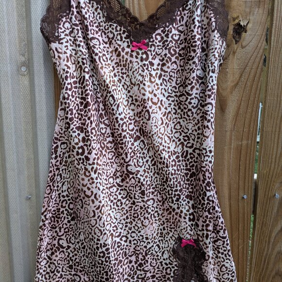 Victoria's Secret Large Leopard & Lace Babydoll Slip Dress - Lingerie Teddy Y2K - Picture 2 of 6